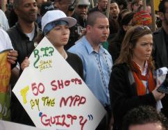 Following the "not guilty" verdict in Sean Bell's case, more than 200 people marched through Harlem in protest, April 26, 2008 (Brian Jones | SW)
