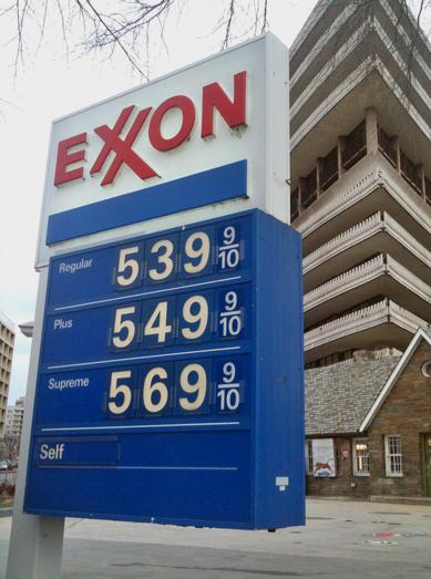 Gas prices soar at an Exxon station in Washington, D.C.