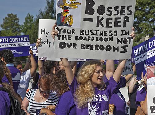 Supporters of reproductive justice rally outside the U.S. Supreme Court building