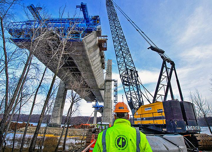 A highway bridge under construction in Minnesota