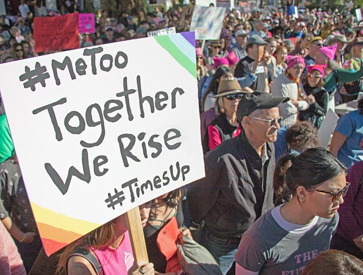 Protesters take to the streets for the 2018 Women's March in Santa Barbara, California