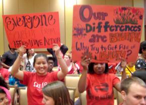 Students taking a stand to defend affirmative action at the University of Wisconsin in Madison