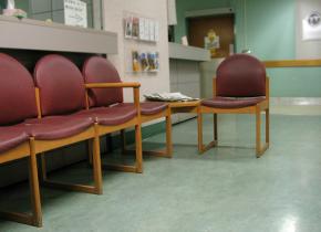 An empty hospital waiting room
