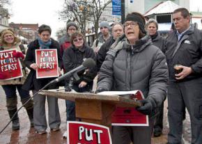 CCTA drivers rally support at a press conference in Burlington