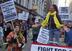 Fast-food workers rally in New York City for a $15-an-hour minimum wage