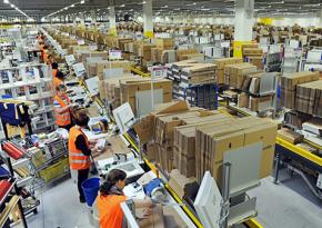 At work in a massive Amazon warehouse