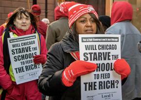CTU members march against budget cuts that make students pay for the bankers' greed