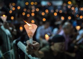 A candlelight vigil in memory of the victims in Orlando