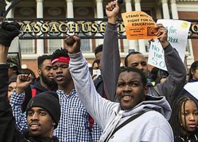 Boston high school students rally against budget cuts to the public school system