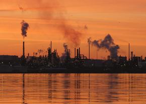 An oil refinery in operation on Canada's east coast