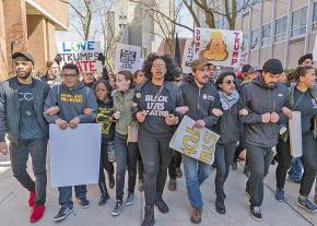 Students march against Trump's racism at the University of Wisconsin-Milwaukee
