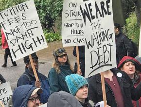 Rallying against a tuition hike at Portland State University