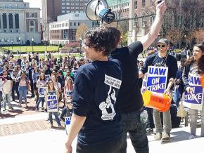 Striking graduate workers rally at Columbia University
