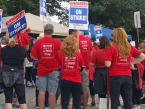 Teachers on the picket line at Shahala Middle School in Vancouver, Washington