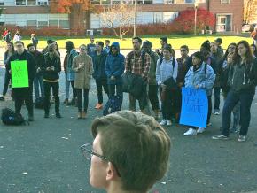 Students protest racist attacks at the University of Massachusetts Amherst