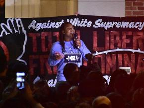 Students rally against a Confederate statue at the University of North Carolina at Chapel Hill