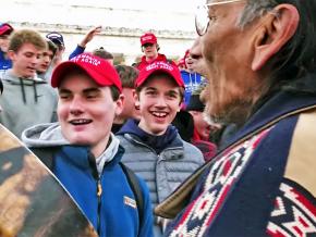 Indigenous elder Nathan Phillips is harassed in front of the Lincoln Memorial